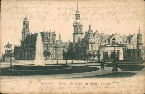 Innere Altstadt-Dresden Kathol. Hofkirche und Königl. Schloss 1912
