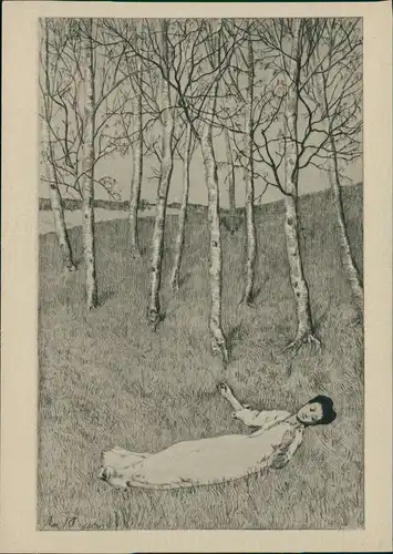 FRÜHLINGSANFANG aus ,,Radierte Skizzen" von Max Klinger Künstlerkarte 1962