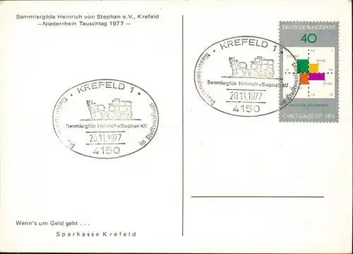 Ansichtskarte Krefeld Crefeld Werbekarte Sparkasxse 1977  Sonderstempel Sammlergilde