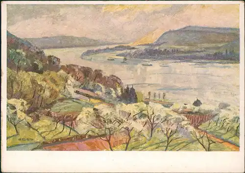 Ansichtskarte Königswinter Künstlerkarte Der Rhein 1937