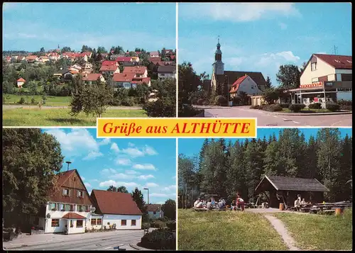 Ansichtskarte Althütte Metzgerei ZUM LÖWEN, Hütte, Apotheke 1982