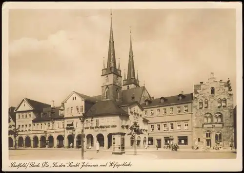 Ansichtskarte Saalfeld (Saale) Sankt Johannes und Hofapotheke. 1932