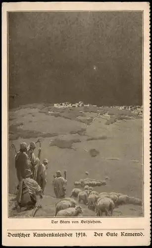 Religion Kirche Der Stern von Bethlehem. Künstlerkarte Bibel 1918