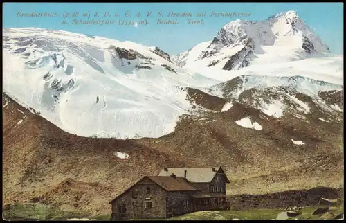 Ansichtskarte Neustift im Stubaital Dresdnerhütte Fernauferner Gletscher 1912