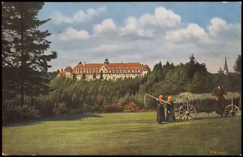 Ansichtskarte Schwäbisch Gmünd Erholungsheim Schönblick, Heuernte 1912