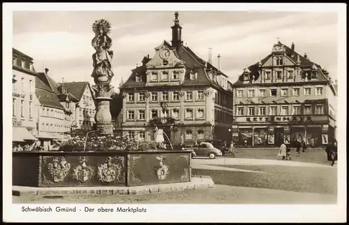 Ansichtskarte Schwäbisch Hall Marktplatz, Geschäft Rettenmayr 1958