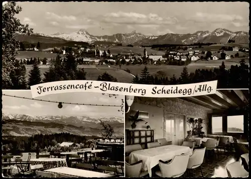 Ansichtskarte Scheidegg Terrassencafé-Blasenberg - 3 Bild 1967