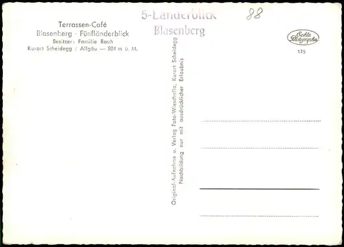 Ansichtskarte Scheidegg Terrassencafé-Blasenberg - 3 Bild 1967