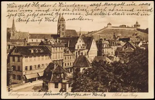 Ansichtskarte Esslingen Straßenpartie, Blick zur Burg 1935