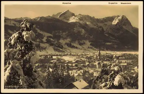 Garmisch-Partenkirchen Stadt, Zugspitze im Winter - Stimmungsbild 1943