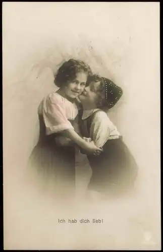 Kinder Künstlerkarte Fotokunst Mädchen Ich hab dich Lieb! 1910