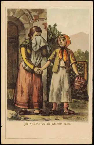 Die Kellnerin wie sie Abschied nahm. Künstlerkarte: Gemälde / Kunstwerke 1908