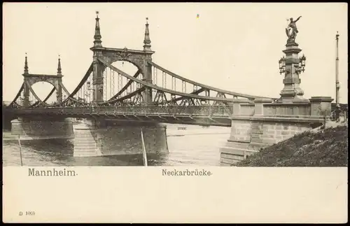 Ansichtskarte Mannheim Neckarbrücke. 1909