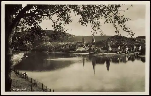 Ansichtskarte Neckargemünd Blick über den Neckar auf die Stadt 1930