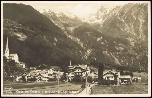 Ansichtskarte Oetz Ötz Tirol Stadtpartie Oetztale mit Acherkogl 3010 an 1925