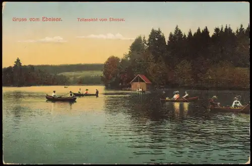 Ansichtskarte Ebnisee-Welzheim Teilansicht vom Ebnisee, Ruderer 1912