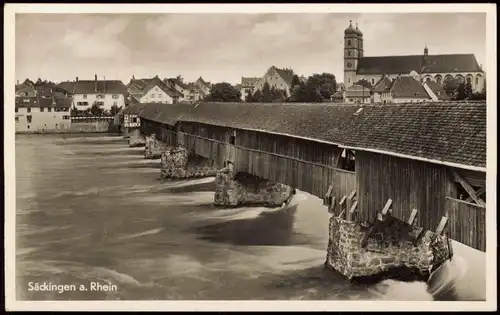 Ansichtskarte Bad Säckingen Rhein-Brücke, Stadt 1953  gel. Notopfer Berlin