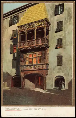 Innsbruck Goldenes Dachl (Haus-Ansicht) 1900 Goldrand/Prägekarte