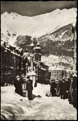 Ansichtskarte Innsbruck Maria Theresienstraße tief verschneit 1950