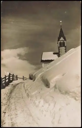 St. Quirin-Gmund am Tegernsee Partie an der Kirche im Winter Fotokarte 1922
