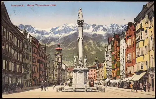 Ansichtskarte Innsbruck Maria Theresienstraße 1927  gel. Briefmarke