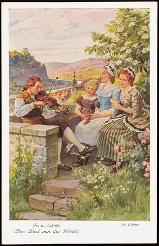 Kunst Künstlerkarte Fr. v. Schiller Das Lied von der Glocke 1910