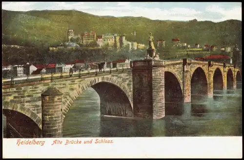 Ansichtskarte Heidelberg Neckar Partie, Alte Brücke und Schloss 1900