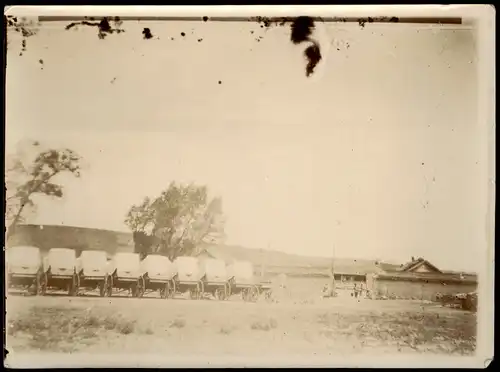China (Allgemein) Mandjurei 滿洲 / 满洲 Mandschurei Lager Wagen 1905 Privatfoto Foto