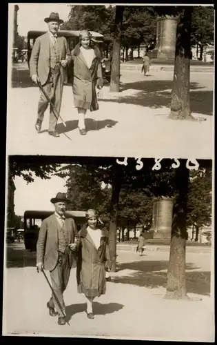 Foto  Mann und Frau vor Denkmal - Bus 1911 Privatfoto Foto