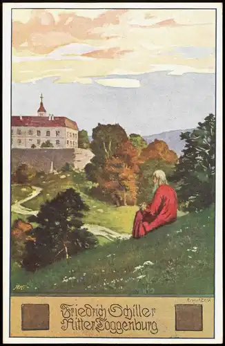 Künstlerkarte E. Kutzer: Friedrich Schiller Ritter Toggenburg 1910
