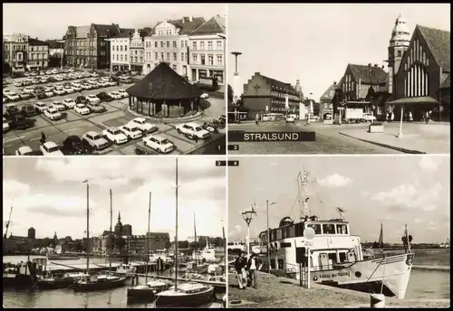 Stralsund Leninplatz Bahnhof Hafen u. Schwimmende Gaststätte Seebad Wustrow Schiffe 1978
