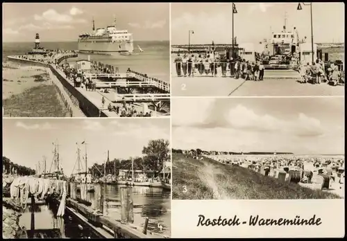 Warnemünde-Rostock Fährschiff, Wagen-Fähre, Strand, Fischerhafen 1974