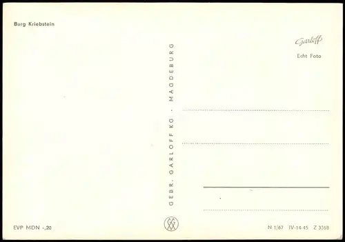 Ansichtskarte Kriebstein Burg Kriebstein mit Brücke 1967