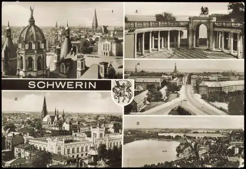 Ansichtskarte Schwerin Blick vom Schloßturm .. Dom .. Hochhaus 1981