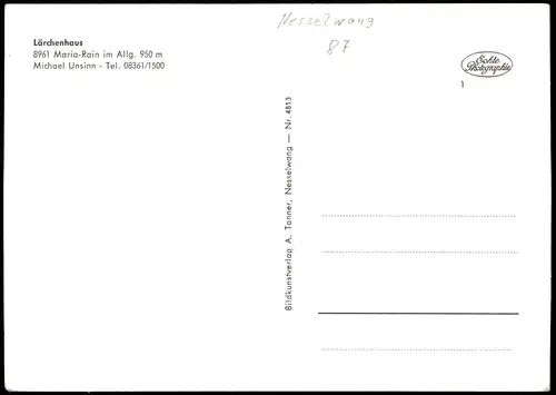 Ansichtskarte Nesselwang Maria-Rain im Allgäu 950 m Lärchenhaus 1963