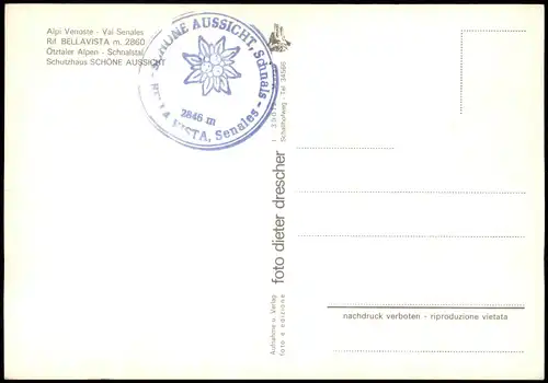 Cartoline Schnals Senales Alpi Venoste - Val Senales Schutzhaus 1978