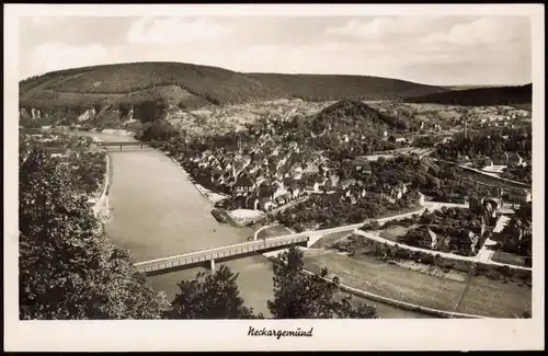 Ansichtskarte Neckargemünd Blick über die Stadt - Brücke 1936