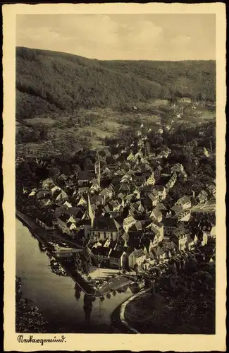 Ansichtskarte Neckargemünd Blick auf die Stadt 1937
