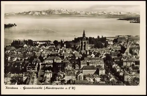 Ansichtskarte Konstanz Luftbild Gesamtansicht Münster-Partie 1942