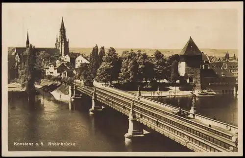 Ansichtskarte Konstanz Rheinbrücke 1929