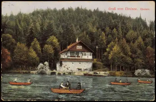 Ansichtskarte Ebnisee-Welzheim Ebnisee Partie, Ruderboote Ruderpartie 1926