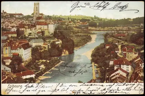 Ansichtskarte Freiburg im Üechtland Fribourg Stadtpartie - Brücke 1903
