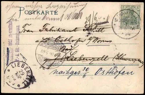 Frankfurt am Main Totale 1906  Stempel Empf. nicht zu ermitteln Sachsenhausen