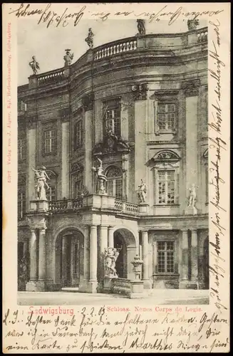 Ansichtskarte Ludwigsburg Schloß. Neues Corps de Logis 1909