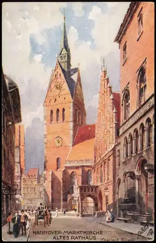 Ansichtskarte Hannover Marktkirche, Straße - Künstlerkarte 1909