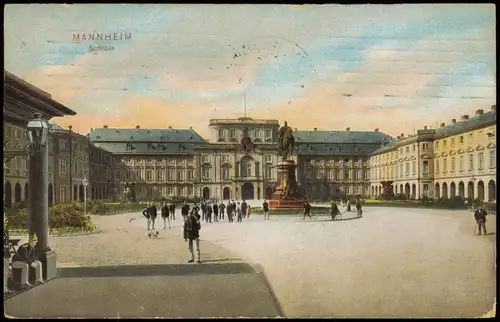 Ansichtskarte Mannheim Schloss 1910  gel. Rollstempel