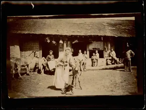 China Mandjurei 滿洲 / 满洲 Mandschurei 中國 / 中国 Esel Frauen 1905 Privatfoto Foto