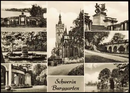 Ansichtskarte Schwerin Burggarten, Mehrbildkarte 1974