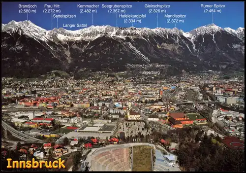 Ansichtskarte Innsbruck Blick vom Bergisel Stadion gegen Nordkette 1999
