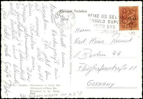 Postcard Almada Christusstatue 1966